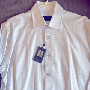 David Donahue Men’s Button Down New with Tags White / Blue 15.5 34/35